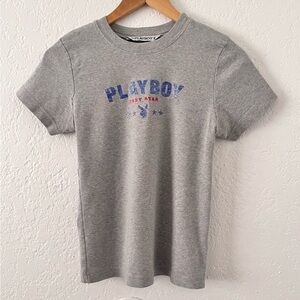 Playboy Y2K Star Glittery  Baby Gray Tee​